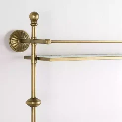 Kirklands Home Shelves|Gold Metal & Textured Glass 2-Tier Wall Shelf