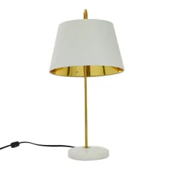 Kirklands Home Table Lamps|Gold Metal and Faux Silk Shade Table Lamp White