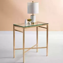 Kirklands Home Accent & End Tables|Gold Metal and Glass Side Table