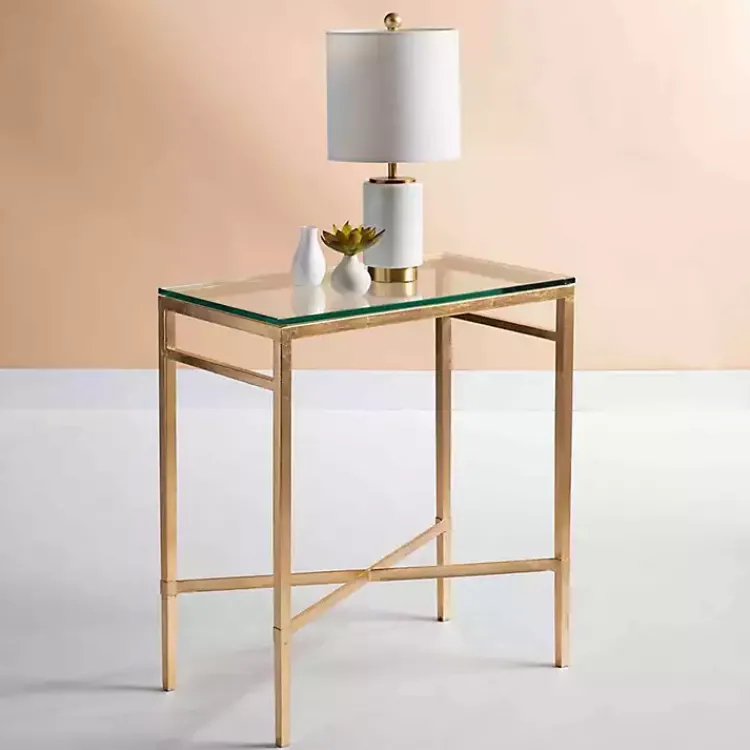 Kirklands Home Accent & End Tables|Gold Metal and Glass Side Table