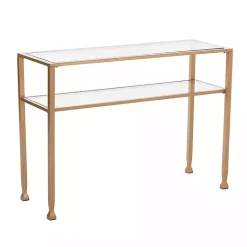 Kirklands Home Console Tables|Metal and Tempered Glass Console Table Gold
