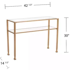 Kirklands Home Console Tables|Metal and Tempered Glass Console Table Gold