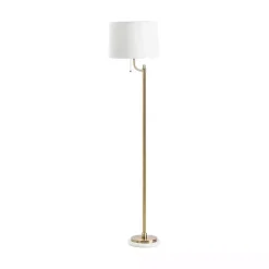 Kirklands Home Floor Lamps|Gold Metal and Marble Base Floor Lamp White
