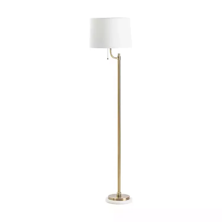 Kirklands Home Floor Lamps|Gold Metal and Marble Base Floor Lamp White
