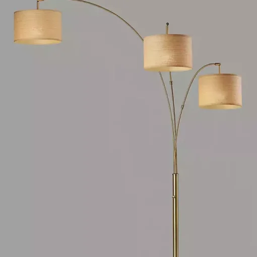 Kirklands Home Floor Lamps|Metal 3-Arm Arched Floor Lamp Gold