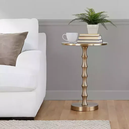 Kirklands Home Accent & End Tables|Metal Bamboo Accent Table Gold