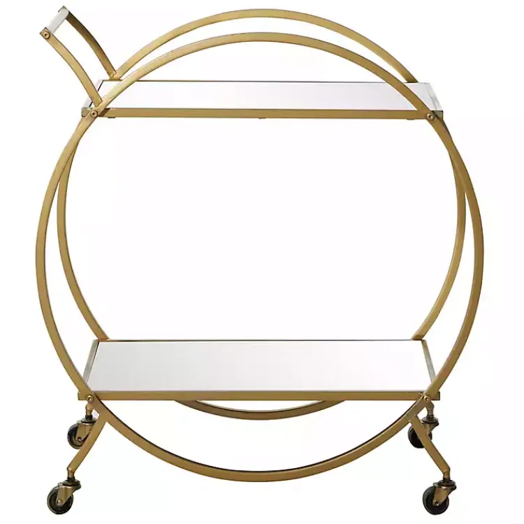 Kirklands Home Kitchen Islands & Bar Carts|Gold Metal Circular Bar Cart