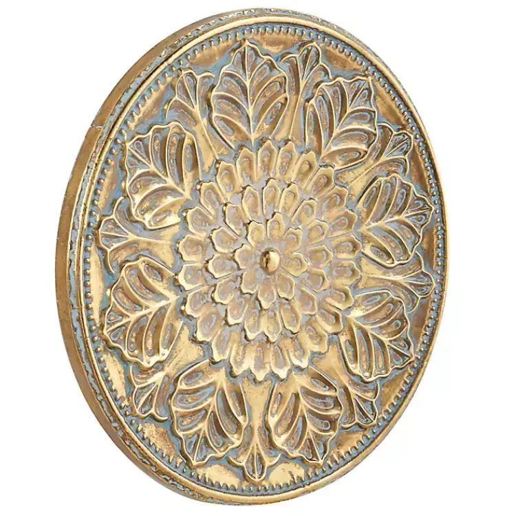 Kirklands Home Wall Plaques|Metal Floral Embossed Wall Sculpture Gold