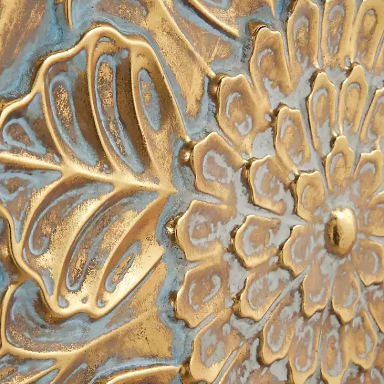 Kirklands Home Wall Plaques|Metal Floral Embossed Wall Sculpture Gold