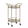 Kirklands Home Kitchen Islands & Bar Carts|Gold Metal Frame Bar Cart with Mirrored Shelves