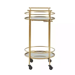 Kirklands Home Kitchen Islands & Bar Carts|Gold Metal Frame Bar Cart with Mirrored Shelves