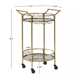 Kirklands Home Kitchen Islands & Bar Carts|Gold Metal Frame Bar Cart with Mirrored Shelves