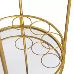 Kirklands Home Kitchen Islands & Bar Carts|Gold Metal Frame Bar Cart with Mirrored Shelves