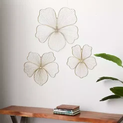 Kirklands Home Wall Plaques|Metal Frame Floral Wall Plaques, Set of 3 Gold