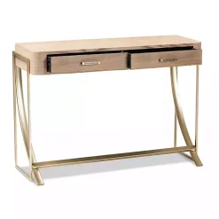 Kirklands Home Entryway Furniture|Gold Metal Frame Two-Drawer Console Table