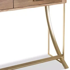 Kirklands Home Entryway Furniture|Gold Metal Frame Two-Drawer Console Table