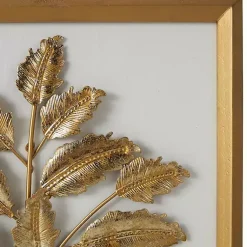 Kirklands Home Wall Plaques|Gold Metal Leaves Framed Wall Plaques, Set of 2