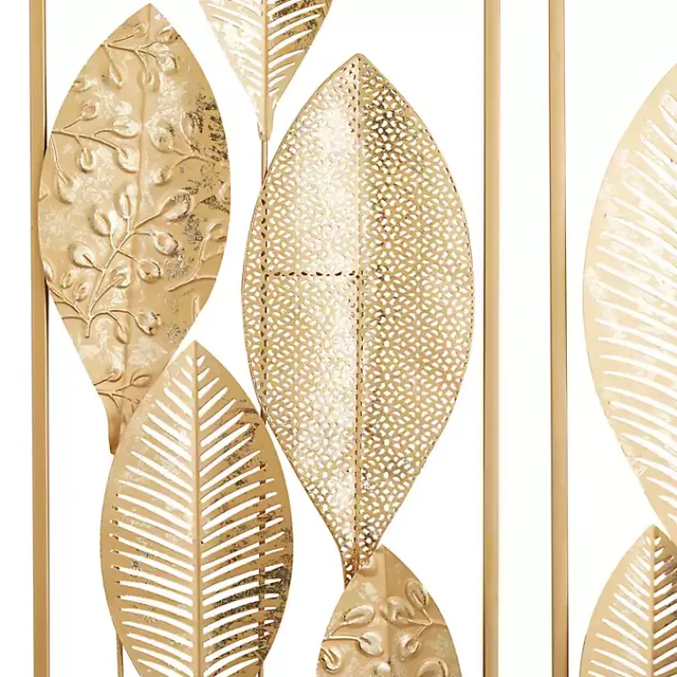 Kirklands Home Wall Plaques|Metal Leaves Wall Plaques, Set of 2 Gold