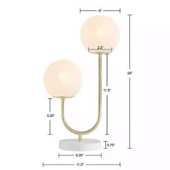 Kirklands Home Table Lamps|Gold Metal 2-Light Zusa Modern Table Lamp White