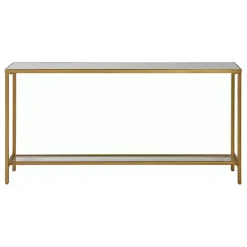 Kirklands Home Console Tables|Metal Mirrored Top Slim Console Table Gold