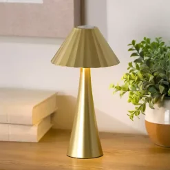 Kirklands Home Table Lamps|Metal Ribbed Rechargeable Touch Lamp Gold