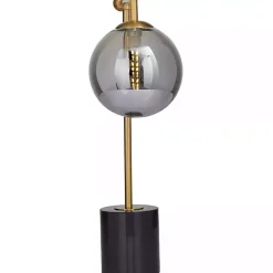 Kirklands Home Table Lamps|Gold Metal Smoked Glass Shade Table Lamp Gray