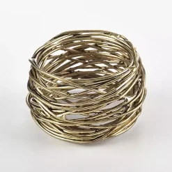 Kirklands Home Table Linens|Metal Twine Napkin Rings, Set of 4 Gold