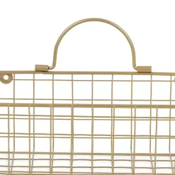 Kirklands Home Wall Storage|Gold Metal Wire Cage Wall Baskets, Set of 2