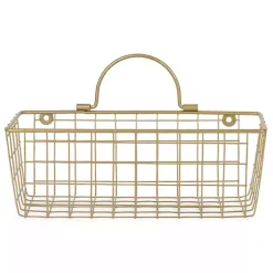 Kirklands Home Wall Storage|Gold Metal Wire Cage Wall Baskets, Set of 2