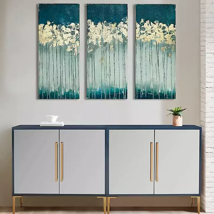 Kirklands Home Canvas Art|Gold Midnight Forest Canvas Art Prints, Set of 3