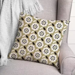 Kirklands Home Outdoor Cushions & Pillows|Gold Mod Flowers Indoor/Outdoor Pillow
