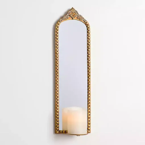 Hot Gold Ornate Beaded Mirror Wall Sconce Sconces