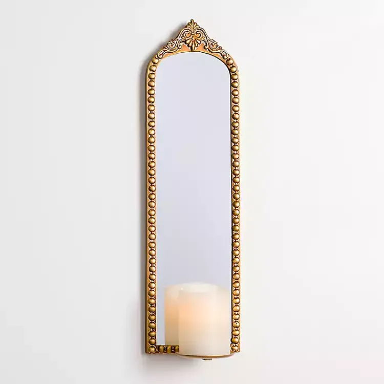 Hot Gold Ornate Beaded Mirror Wall Sconce Sconces