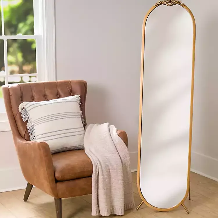Kirklands Home Full Length & Floor Mirrors|Ornate XL Leaner Mirror Gold