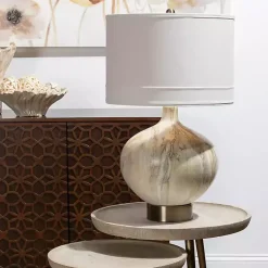 Kirklands Home Table Lamps|Gold Pistachio Swirl Gourd Table Lamp Ivory