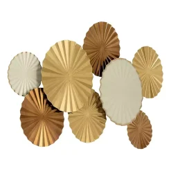 Kirklands Home Wall Plaques|Pleated Metal Discs Wall Plaque Gold