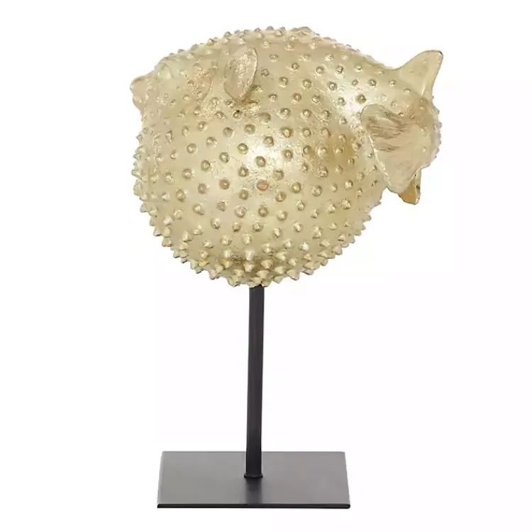 New Gold Puffer Fish Sculpture Statues & Figurines