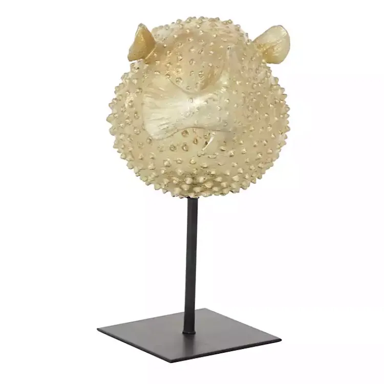 New Gold Puffer Fish Sculpture Statues & Figurines