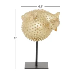 New Gold Puffer Fish Sculpture Statues & Figurines