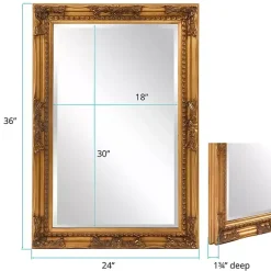Kirklands Home Decorative Mirrors|Queen Ann Rectangular Wall Mirror Gold