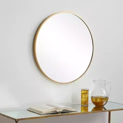 Kirklands Home Framed Mirrors|Gold Round Simple Frame Large Wall Mirror