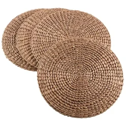 Kirklands Home Table Linens|Round Woven Rattan Placemats, Set of 4 Gold