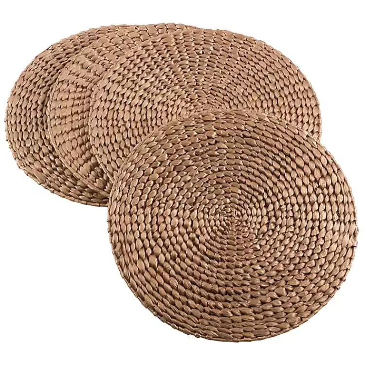 Kirklands Home Table Linens|Round Woven Rattan Placemats, Set of 4 Gold