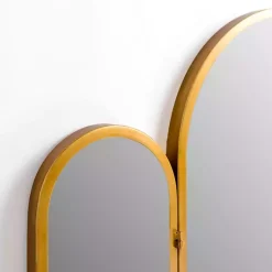 Kirklands Home Decorative Mirrors|Rounded Edge Trifold Wall Mirror Gold