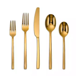 Kirklands Home Flatware & Cutlery|Satin Baker 20-pc. Flatware Set Gold