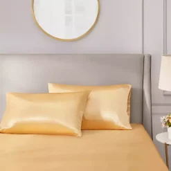 Kirklands Home Bed Sheets|Satin King 2-pc. Pillow Case Set Gold
