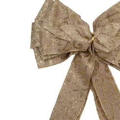 Best Gold Scroll Burlap Bow Tree Topper Christmas Tree Decorations
