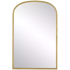 Kirklands Home Framed Mirrors|Gold Simple Round Top Wall Mirror
