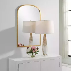 Kirklands Home Framed Mirrors|Gold Simple Round Top Wall Mirror