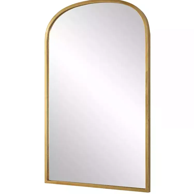 Kirklands Home Framed Mirrors|Gold Simple Round Top Wall Mirror